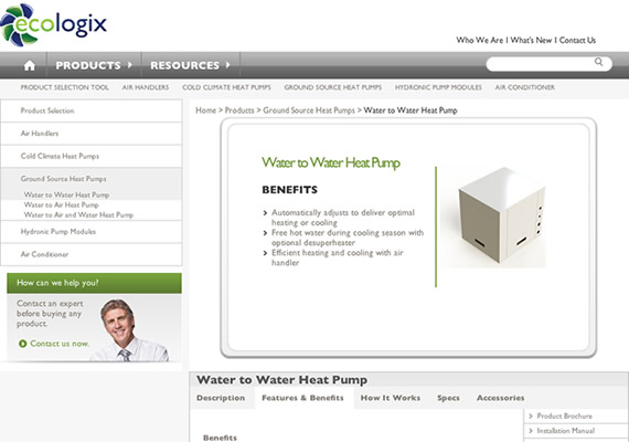 A HVAC product page I wireframed. 